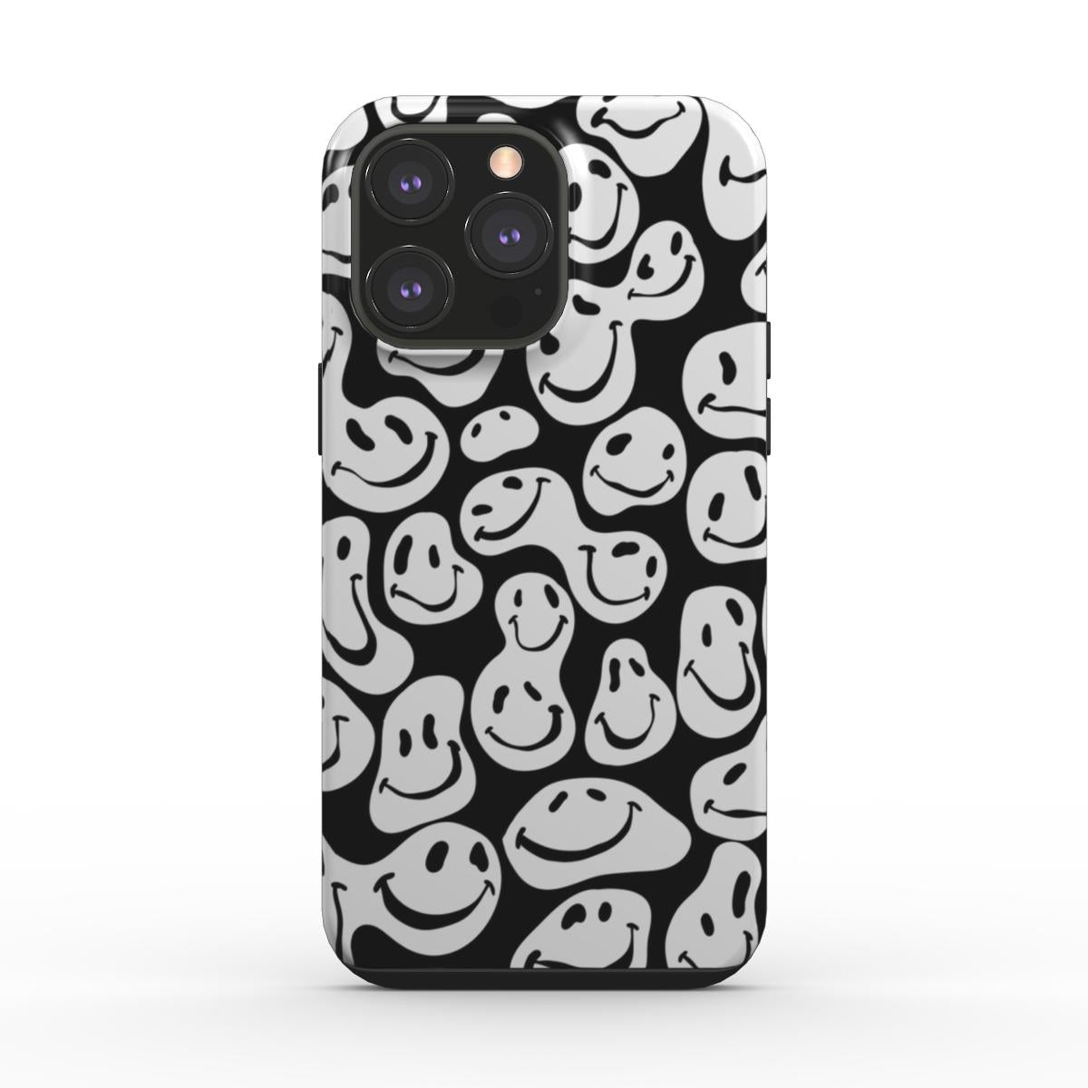 Coque Protection 2 en 1 - Smiley Noir&Blanc