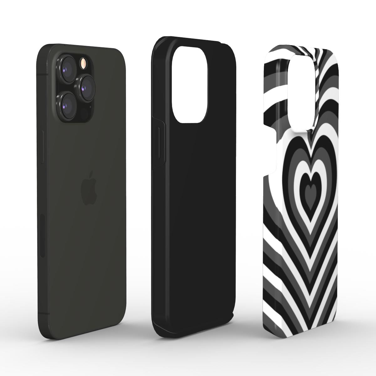 Coque Protection 2 en 1 - Coeur Noir&Blanc