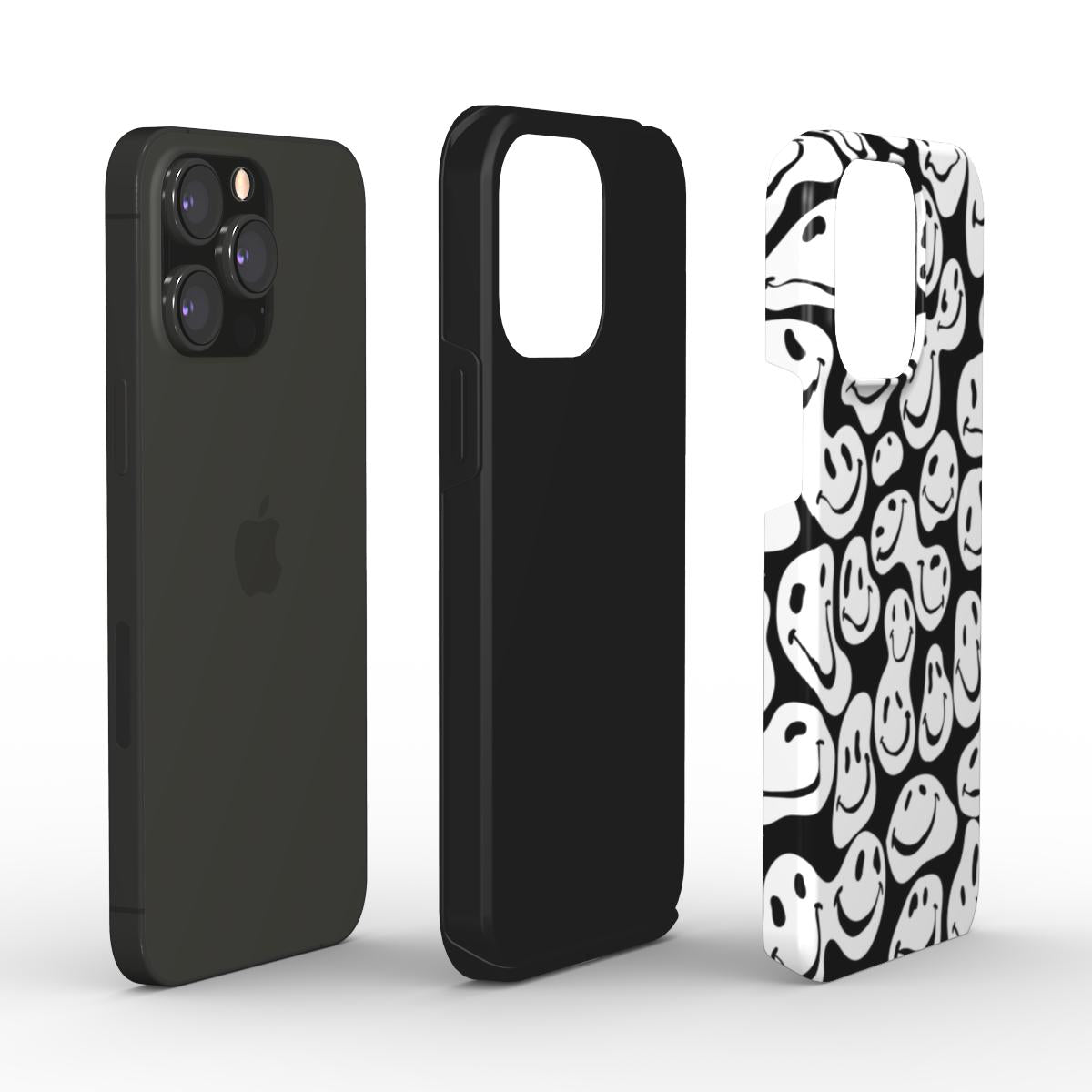 Coque Protection 2 en 1 - Smiley Noir&Blanc