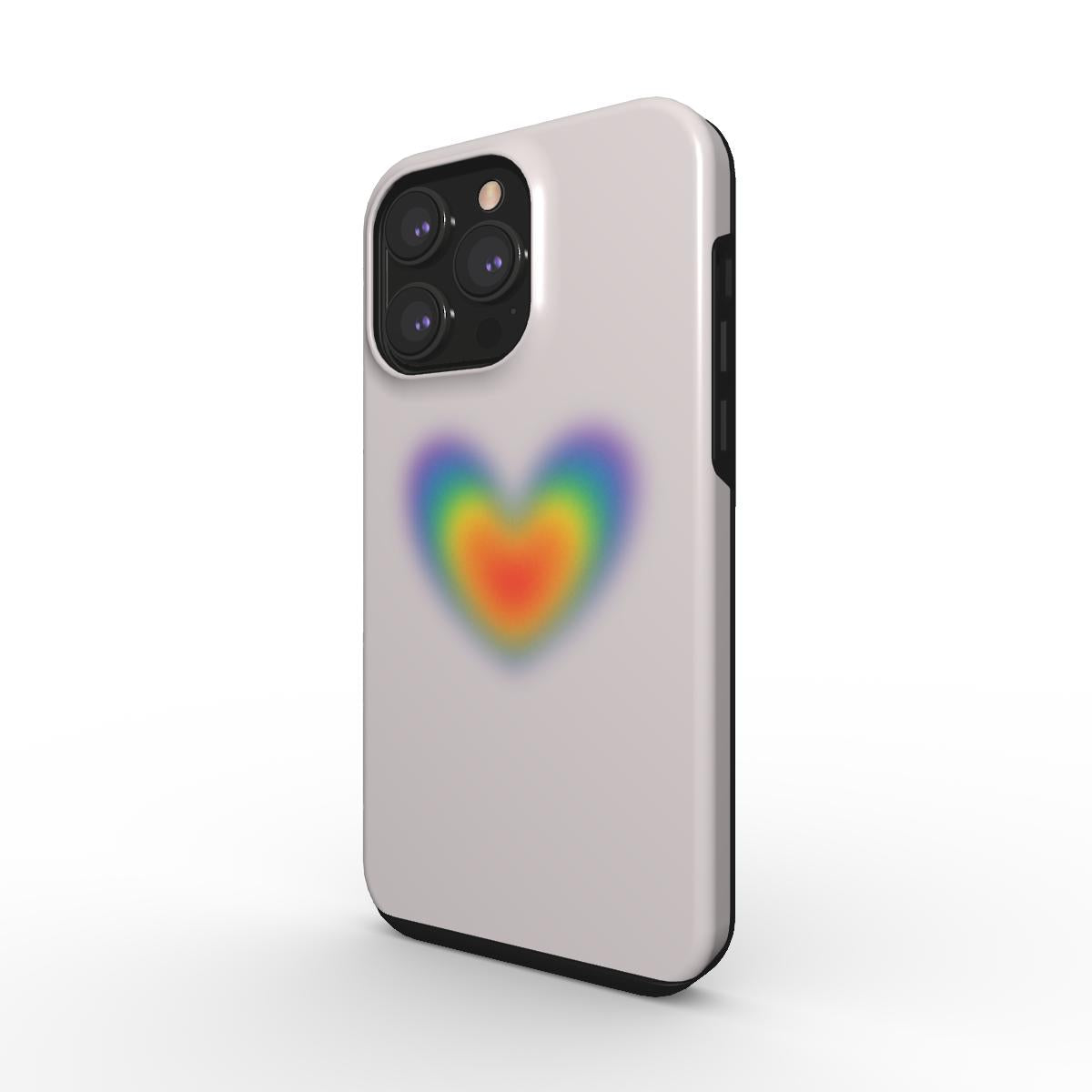 Coque Protection 2 en 1 - Coeur Arc-en-ciel Flou